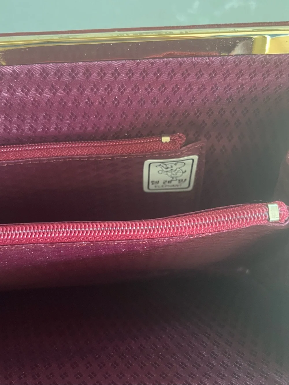 Vintage Genuine Eel Skin Clutch Cocktail Purse Chain Strap Wallet Burgundy Korea